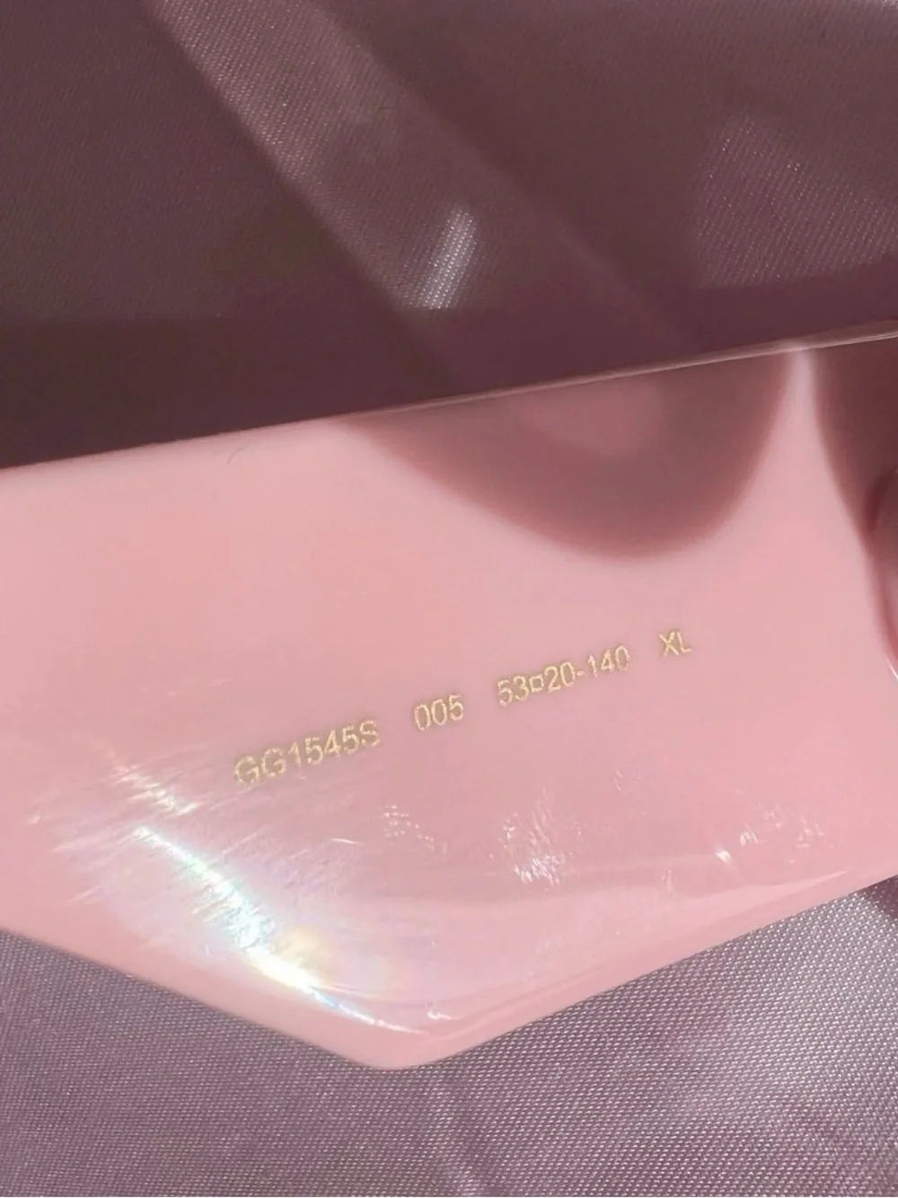 Gucci Pink Square Sunglasses with Dark Lenses. Full inclusion.